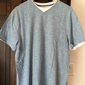 Men's Blue V-Neck Short Sleeve Tee